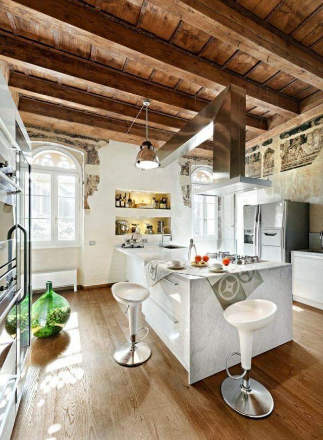 polu-središnja bijela kuhinja otok stolica dizajn kuhinja dizajn viseća lampa