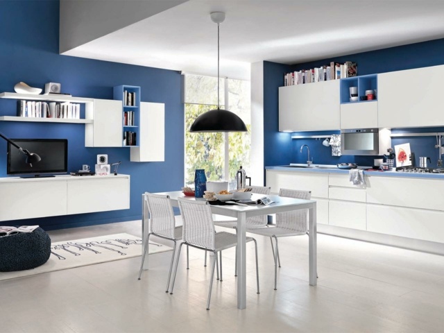 plavo -bijeli dizajn kuhinje