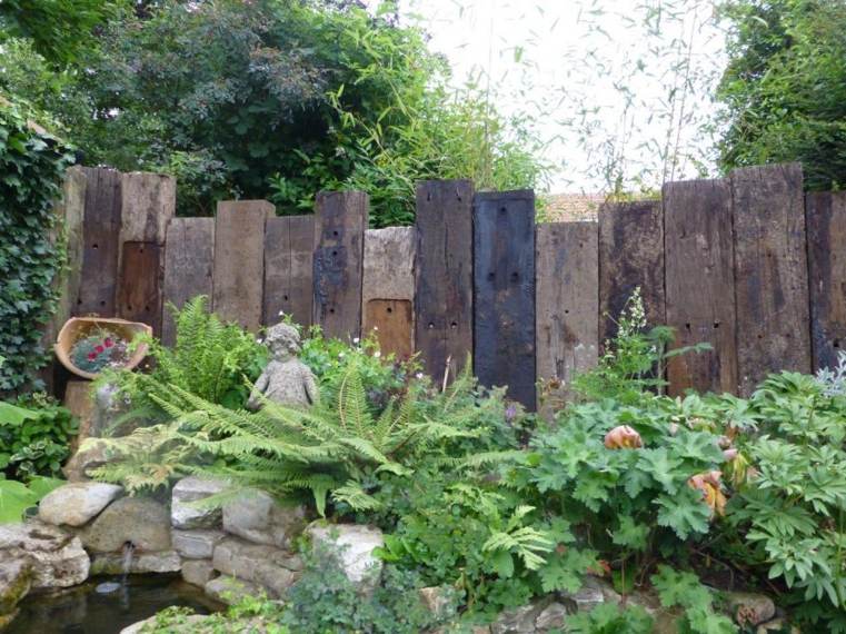 リサイクル-木-庭-柵