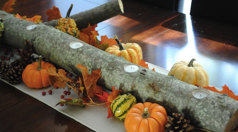 Deko-őszi asztal-ág-gyertyákkal