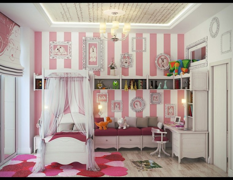 女の子の装飾のためのぼろぼろのシックなベッドルーム