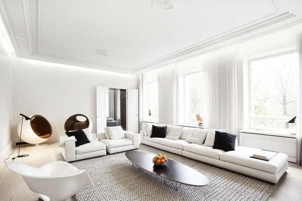 modern fehér nappali dekoráció