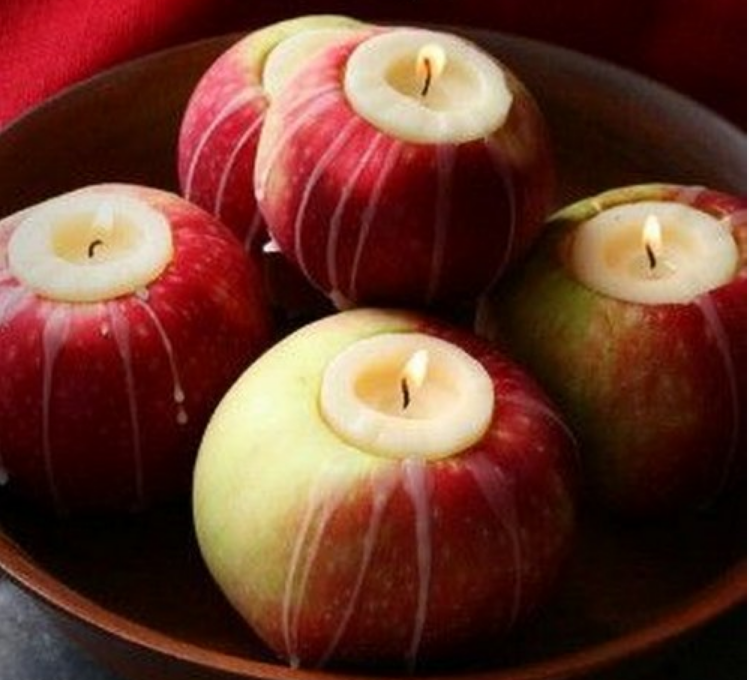 結婚式-秋-素朴なキャンドル-リンゴ