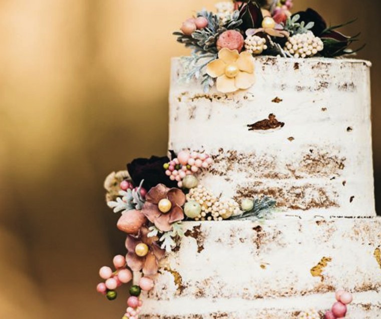 素朴な結婚式のヌードケーキ