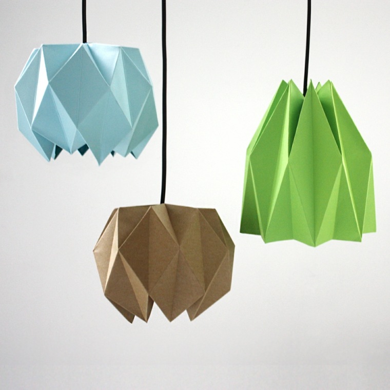 bež zeleni origami abažur