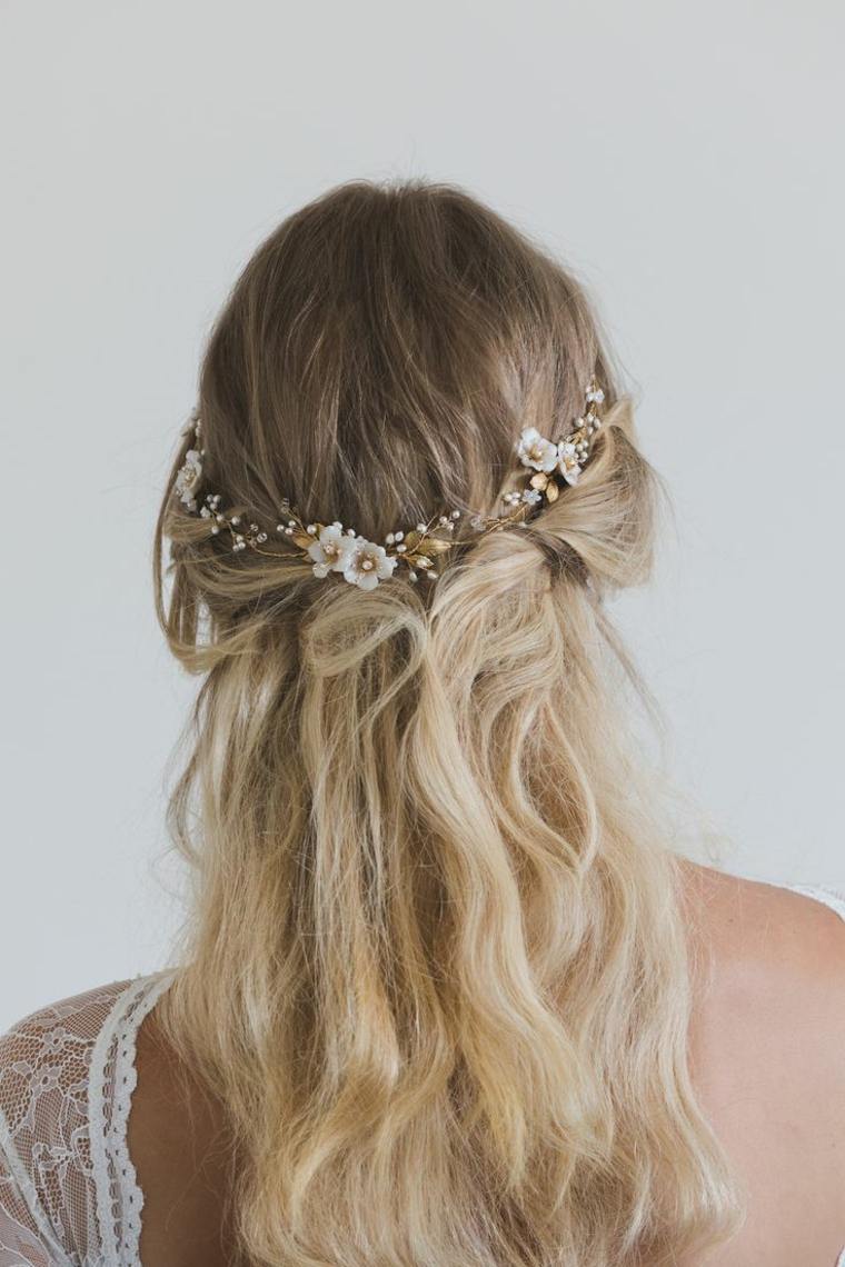 accessorio per capelli da sposa treccia-capelli-bionda-ombre-corona-matrimonio-bohémien