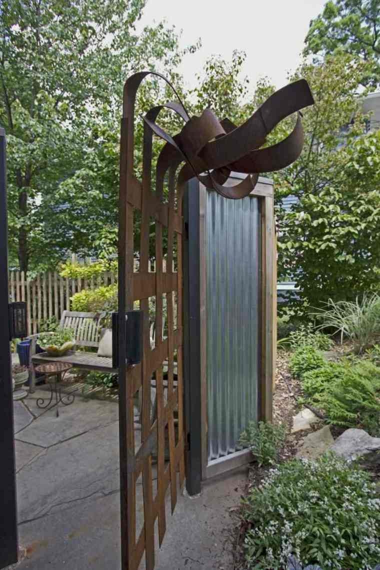 cancello da giardino moderno corten