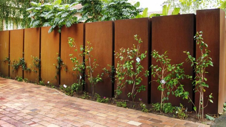recinzione da giardino moderna in acciaio corten