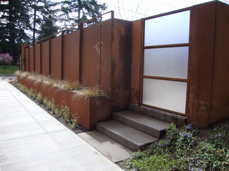 recinzione da giardino in acciaio corten