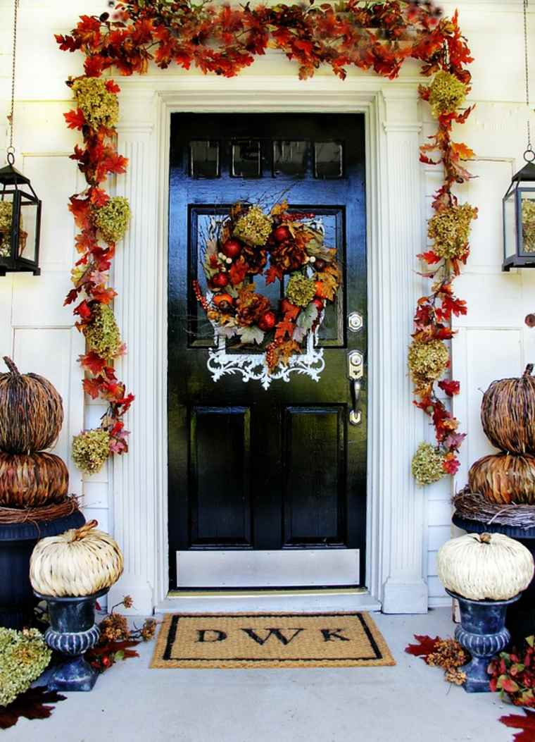 葉の木のアイデアDIYは入り口の花輪のドアの玄関マットを飾る