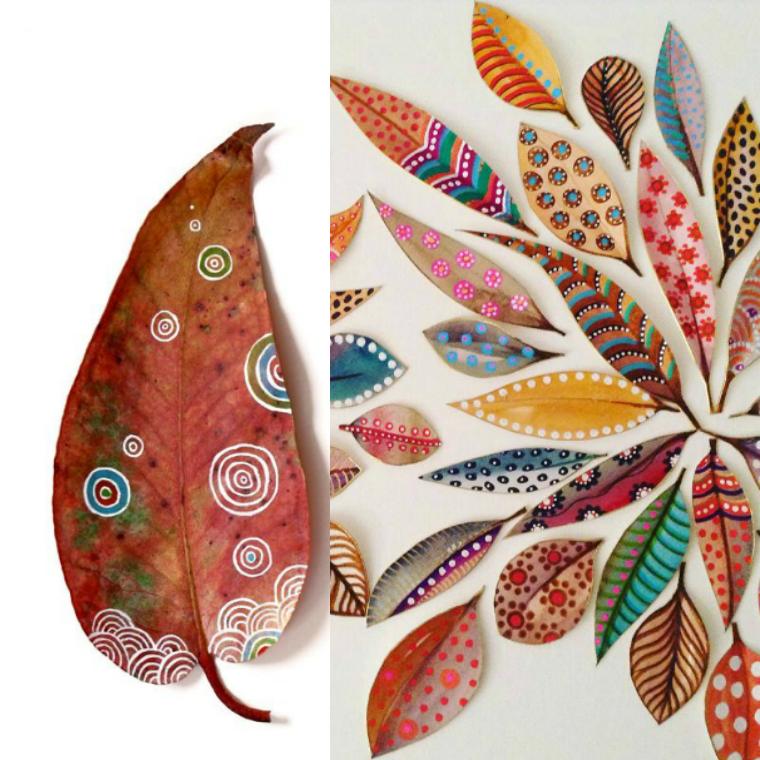 rudens rankų darbo dekoravimas-lapų-medžių-doodles