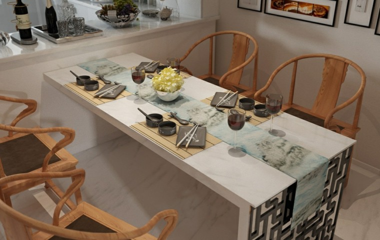 Zen belső modern otthoni asztal kész