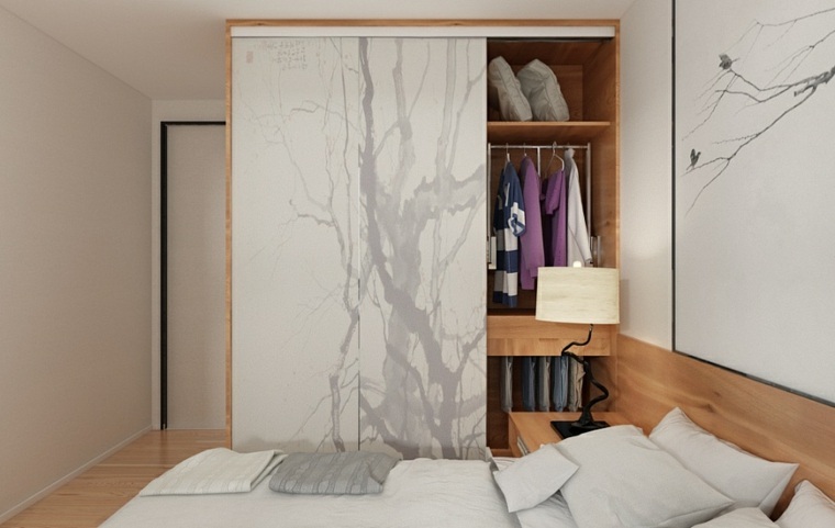 Zen hangulatú ház hálószoba fa minta