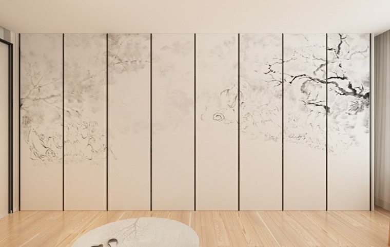 Parete decorativa per interni casa moderna zen