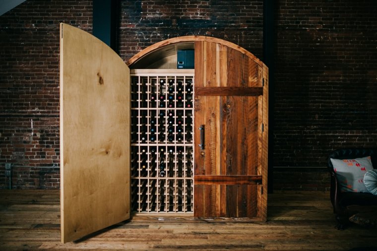 Vaulted-wine-cellar-arrangement-bottle-storage-cabinet-wood-sommi