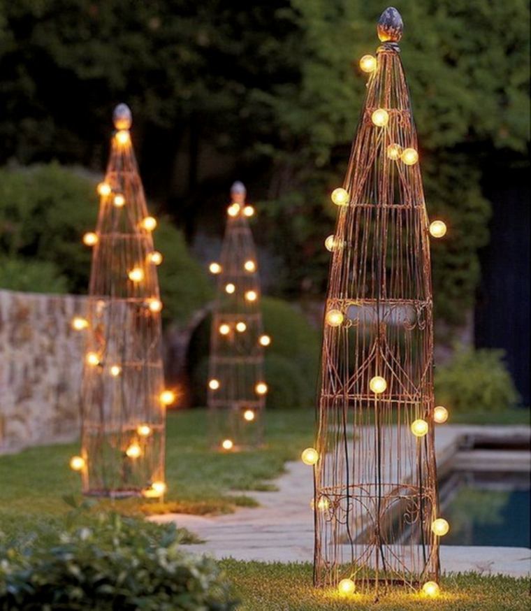 idea del giardino paesaggistico illuminazione dello spazio esterno lucine