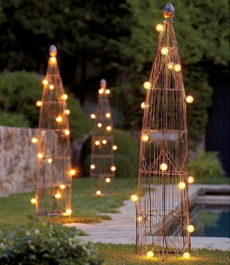 idea del giardino paesaggistico illuminazione dello spazio esterno lucine