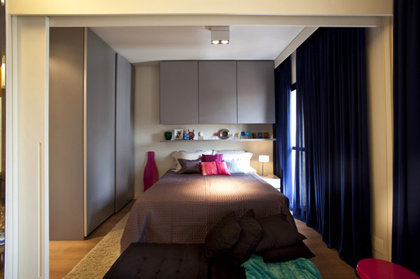 モダンなベッドルームの小さなアパート