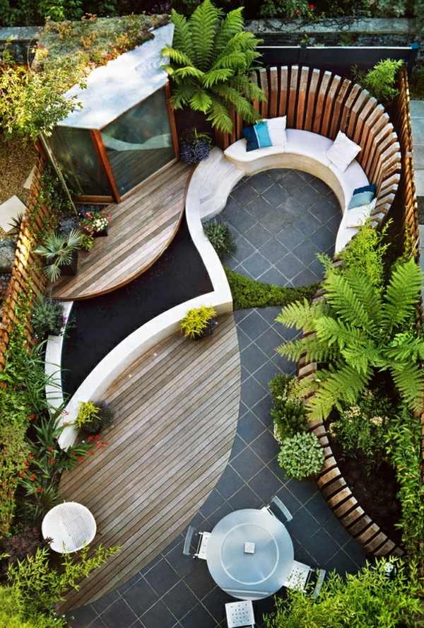 paesaggistica piccolo giardino urbano moderno