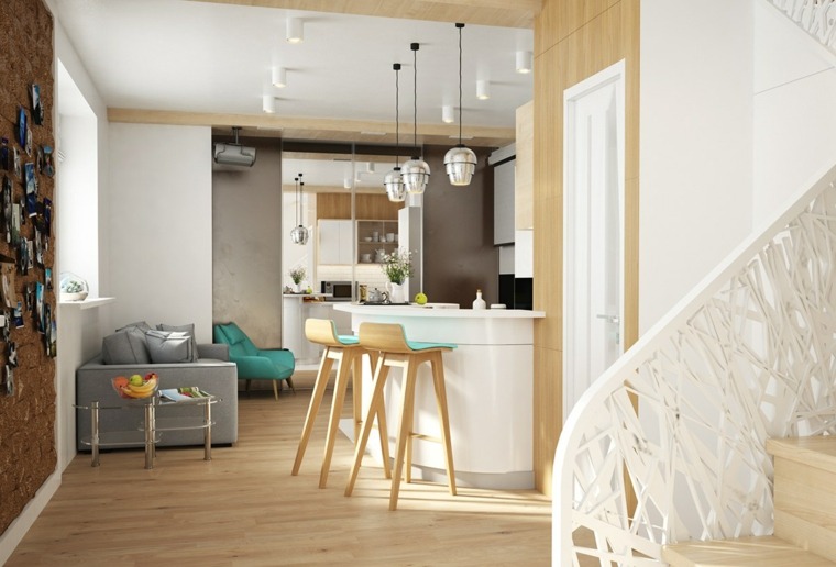 lakás design ötlet zsámoly szék függő lámpa