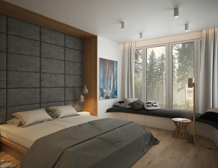 idea soggiorno piccolo studio per camera da letto parete grigia strutturata