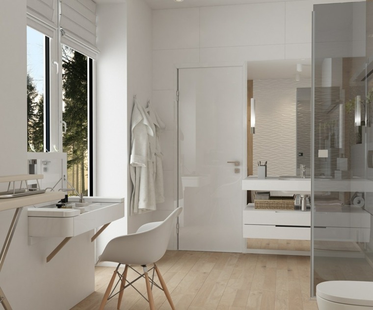 modern fürdőszoba ötlet fehér szék modern design