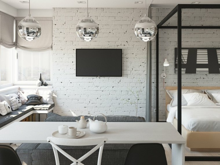 decorare un piccolo appartamento lampada da tavolo in legno a sospensione