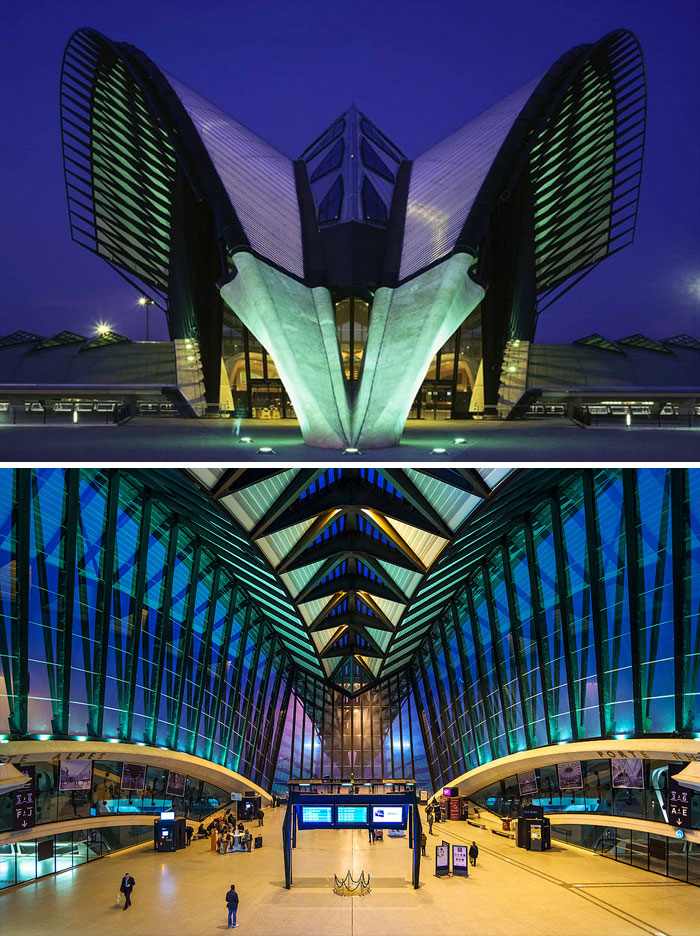 šiuolaikinės architektūros Liono oro uosto traukinių stotis