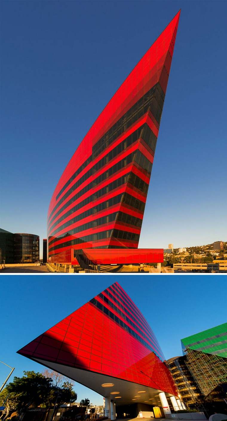 modern-építészet-tervezés-épület-csendes-óceáni tervezés-központ-piros-épület-hollywood-kalifornia