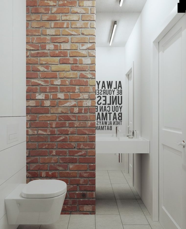 バスルームレンガ壁掛けトイレデザインデコタイリング