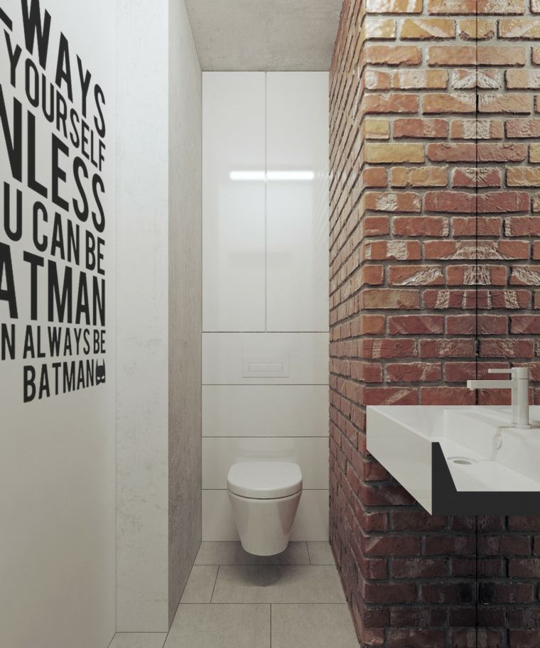 レンガの壁のデザインをぶら下げバスルームトイレを提供する