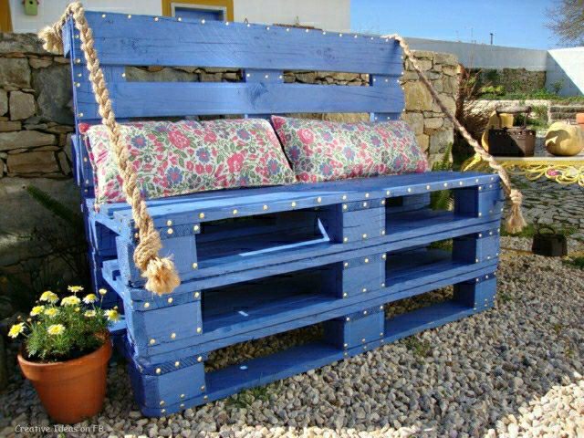 raklapok kerti pad kék kreativitás otthon diy könnyű raklap fa egyszerű olcsó zöld design külső modern design