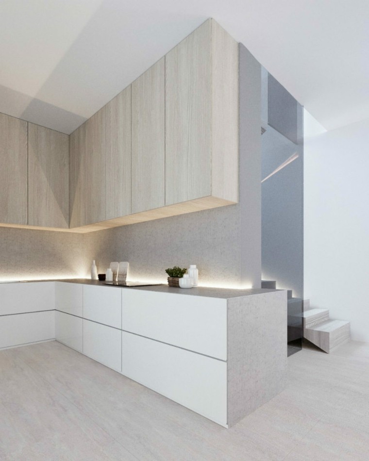 környezeti led szalagok világítótestek modern konyha integrált lámpa fotó