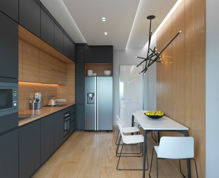 Beépített LED álmennyezeti lámpa a modern konyhában