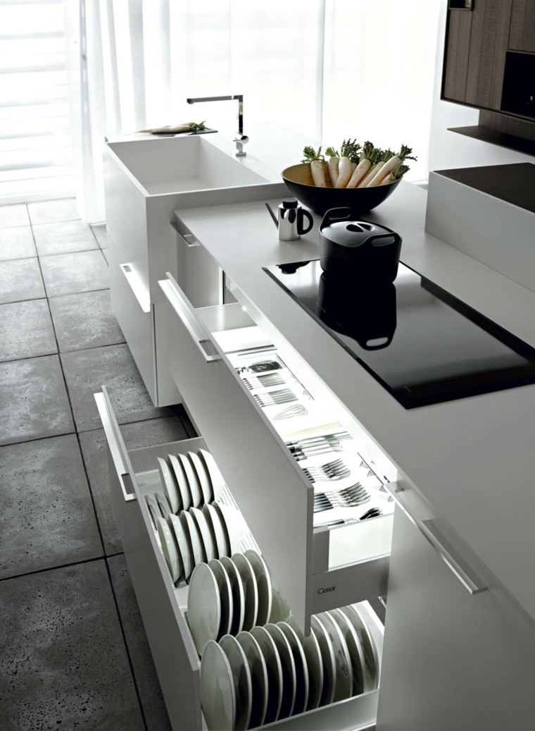 Idee di mobili contemporanei per cassettiera da cucina con striscia luminosa a led
