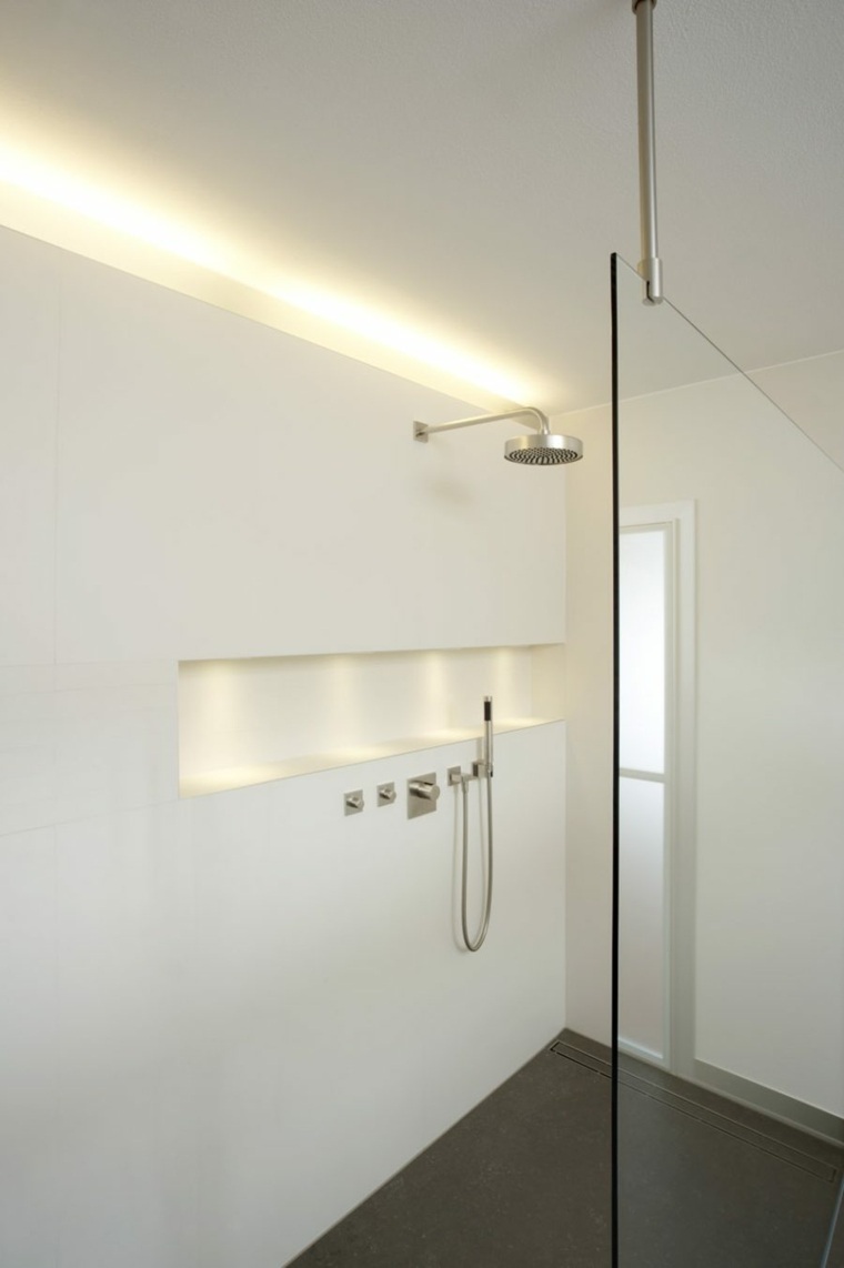 luce di striscia led nicchia bagno piccolo illuminazione contemporanea