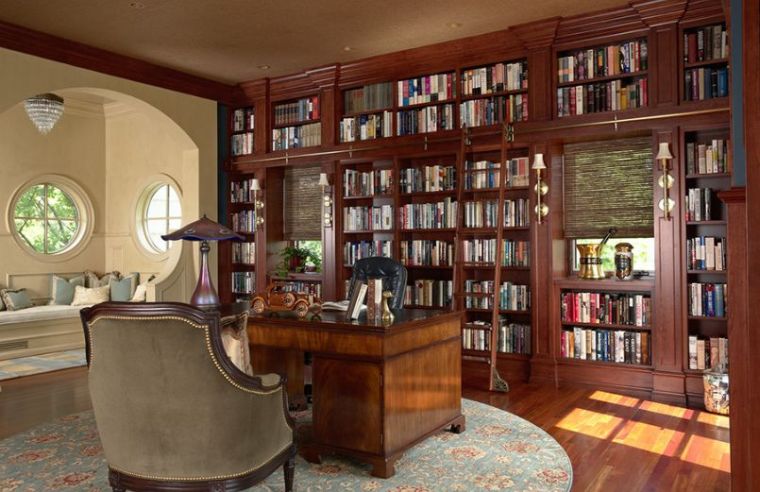 libreria mobili in legno massello mobili su misura spazio interno ufficio decorazione