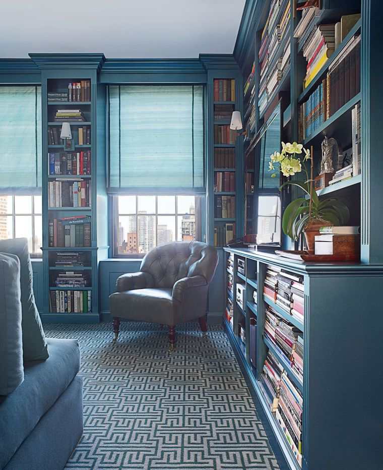 カラーライブラリデザイン現代的なリビングルームの家具の壁の棚