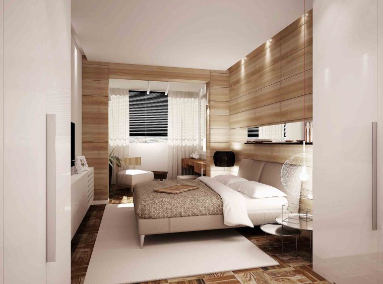 drvene zidne obloge mala moderna spavaća soba suvremena stolarija