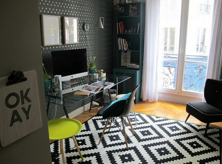 decorazione d'angolo ufficio scandinavo bianco nero