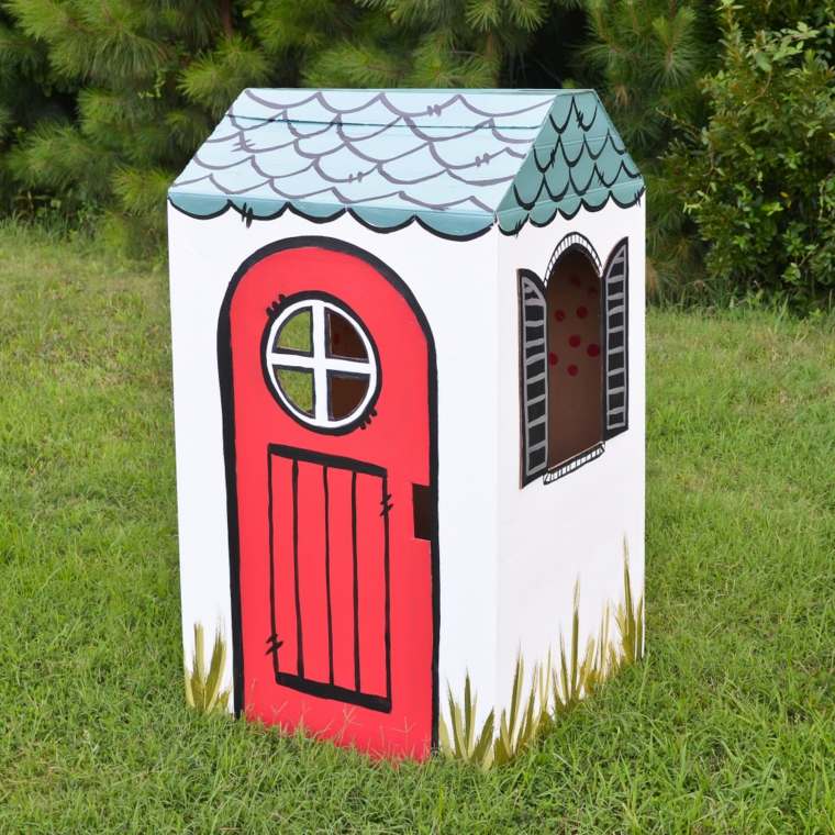 kartonska koliba za djecu DIY ideje za ukrašavanje koliba