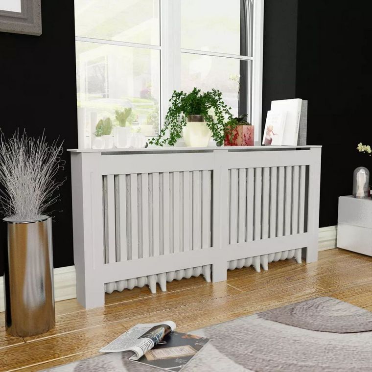 copri radiatore con mobile in legno bianco