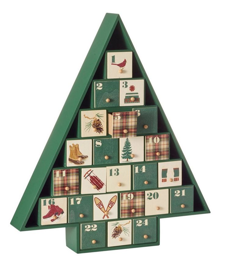 Kalėdų eglutės advento kalendoriaus nedideli stalčiai