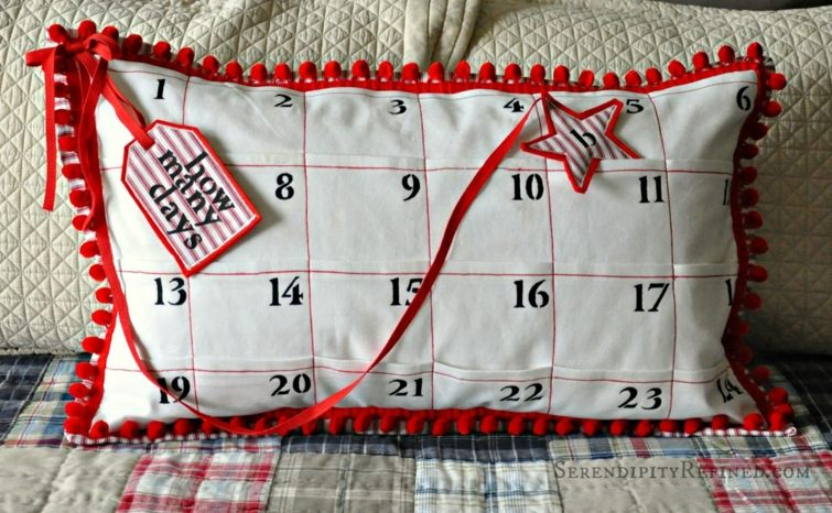 božićni adventski kalendarski jastuk