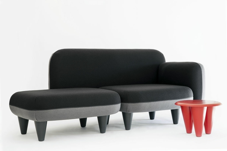 eredeti kanapé modern design belső nappali fekete piros dohányzóasztal