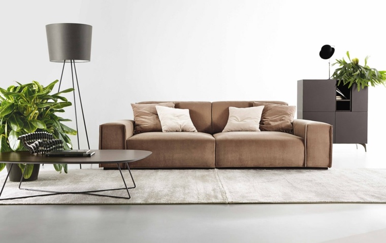 moduláris kanapék tervezése nappali ötlet elrendezés modern bútor növény deko lámpa ötlet padlószőnyeg