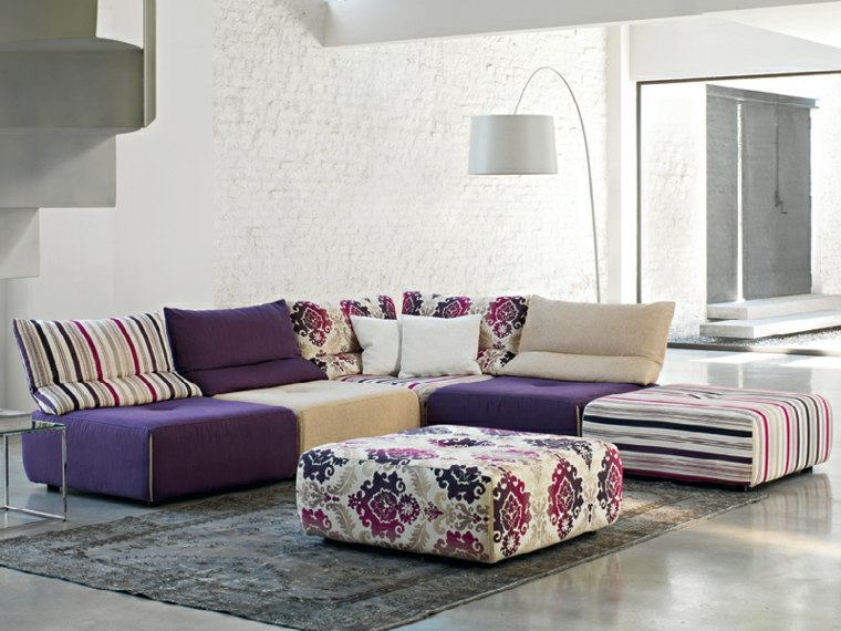 Divano ad angolo design moderno soggiorno interni pouf