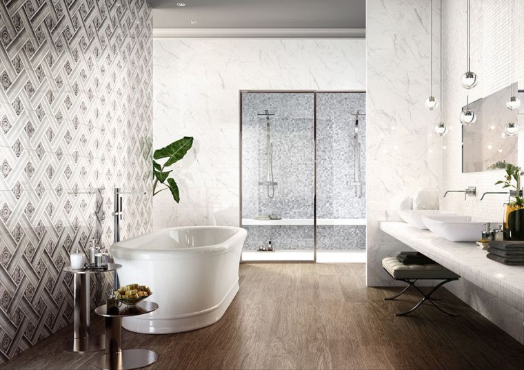 Modern csempe fürdőszoba fal design