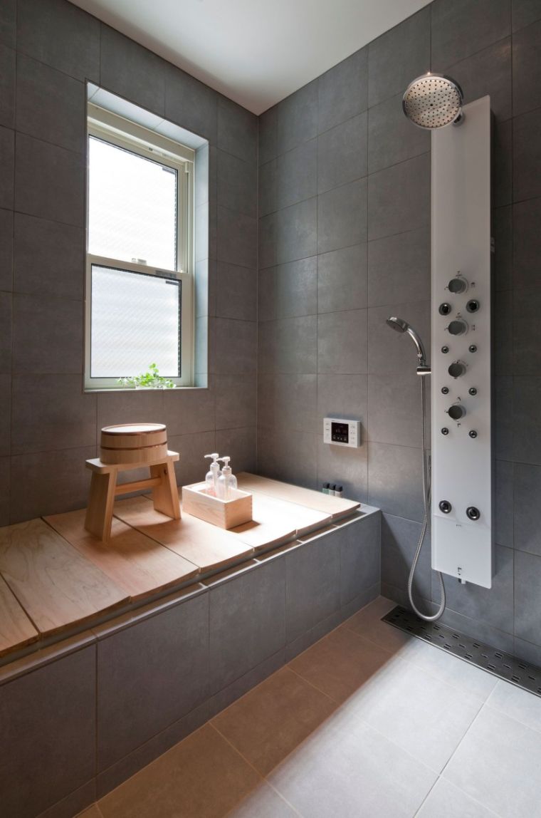 sive kupaonske pločice ideje za ukrašavanje u japanskom stilu