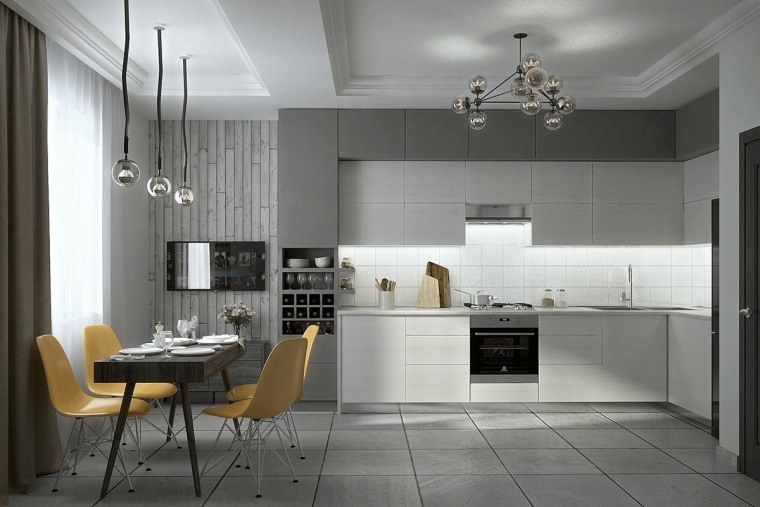 modern konyha fehér falakkal